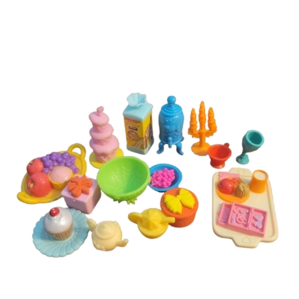 Vintage Miniature Dollhouse Food & Tea Party Set Lot  Retro Plastic Kitchen